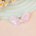 Pink lace butterfly bow with sequins and faux pearl for DIY hair accessories - Pink (#7)
