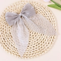 Elegant large grey bow hair clip with sparkling rhinestones and sheer organza ribbon - Gray (Without Clip)