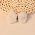 Beige fluffy plush bow hair accessory with soft texture and dark brown ribbon center - Beige Plush Style (#7)