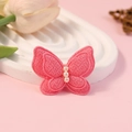 Mariposa bordada rosa con perlas blancas para accesorios de pelo y ropa infantil - Rosa intenso