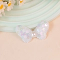 Lace butterfly accessory with iridescent sequins and center faux pearl decoration - Iridescent White (#8)