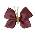Handmade wine red grosgrain ribbon butterfly hair clip with gold woven metallic body - Wine Red (#10)
