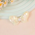 Lace butterfly hair accessory with iridescent sequins and center pearl decoration - Off White (#9)