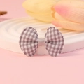 Handmade gray gingham fabric bow accessory for DIY hair clips and fashion crafts - Gray Gingham (#2)