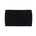 Soft black nylon baby headband with a large handmade bow for infants and toddlers - Black