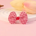 Mini red gingham checkered fabric bow hair accessory for DIY handmade projects - Red Gingham (#3)
