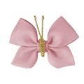 Pink grosgrain ribbon bow with elegant gold metallic wire center and ribbed texture - Light Pinkish (#12)