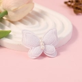 Witte stoffen vlinder patch met drie parels voor doe-het-zelf haaraccessoires - Wit