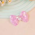 Pink sequin bow accessory with large white faux pearl for DIY hair accessories - Laser Pink (#11)