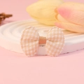 Handmade orange and white gingham fabric bow accessory for hair and DIY crafts - Light Orange Gingham (#4)