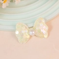 Elegant white sequin bow with pearl center for DIY hair accessories and clothing decor - Iridescent White (#12)