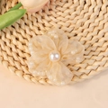 Handmade cream mesh flower accessory with small pearls and central pearl bead - Beige (#1)