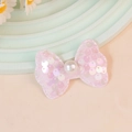 Pink sequin butterfly bow hair accessory with white pearl center for DIY crafts - Soft Pink (#13)