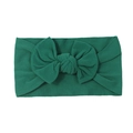 Soft nylon infant headband in forest green with large handmade knit bow detail - Dark Grass Green