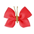 Red polyester ribbon butterfly bow with sparkling gold center for gift packaging - Red (#15)