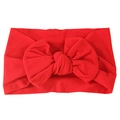 Soft red nylon baby headband with a large handmade bow for infants and toddlers - Red