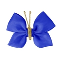 Handmade royal blue grosgrain ribbon bow with elegant gold metallic thread accents - Royal Blue (#16)