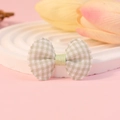 Handmade green gingham plaid bow accessory with scalloped edges for DIY hair clips - Green Gingham (#7)