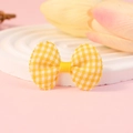 Handmade yellow plaid fabric bow hair clip accessory for DIY crafts and hair styling - Yellow Gingham (#8)