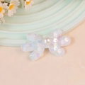 Handmade butterfly bow accessory with white sequins and a faux pearl center bead - Iridescent White (#16)