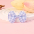 Blue and white gingham fabric bow with scalloped edges for DIY hair accessory making - Blue Gingham (#9)