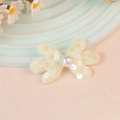 Sweet cream butterfly bow with sequins and large pearl bead for DIY hair accessories - Light Yellow (#17)