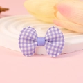 Handmade purple and white plaid fabric ribbon bow with purple center ribbon tie - Purple Gingham (#10)