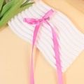 Elegant bright pink long ribbon bow hair clip with silky satin finish and metal duckbill clip - Rose Pink