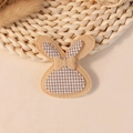 Parche de conejo de tela de pata de gallo beige con lazo para accesorios de pelo DIY - Conejo Oscuro