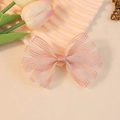 Lazo rosa claro de cinta de malla con textura de rayas para accesorios de pelo DIY - Rosa Claro Grande