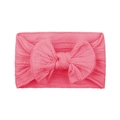 Elastic baby headband with large cable knit bow in vibrant bright pink color - Bright Pink (#2)