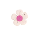 Accessorio per capelli a fiore in tessuto crema e rosso rosa con strass scintillanti - Petali Beige Con Cuore Rosa (#1)