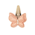Fermaglio per capelli a farfalla in raso rosa pesca con perle e base dorata - Rosa Arancio