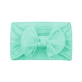 Soft elastic baby headband with large bow in mint green featuring cable knit texture - Mint Green (#3)