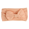 Soft nylon infant headband with large bow in pastel peach pink for babies and toddlers - Snow Bud