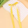Elegant yellow satin ballet-style hair bow clip with long trailing ribbons for women - Yellow