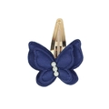 Fermaglio per capelli a farfalla in tessuto blu scuro con perle per bambine e ragazze - Blu scuro