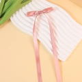 Pink satin bow hair clip with long ribbons in ballet core style for women hair styling - Water Pink