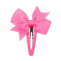 Fermaglio per capelli a fiocco rosa in nastro grosgrain con base in metallo rivestito - Rosa
