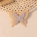 Handmade houndstooth rabbit ear bow accessory in yellow and brown fabric for DIY - Dark Butterfly