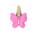 Fermaglio per capelli a farfalla in tessuto rosa con tre perle bianche su metallo dorato - Fucsia