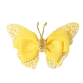 Gelbe glitzernde Schmetterling-Haarklammer für Mädchen mit geschichtetem Ripsband - Gelb