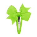 Fiocco per capelli verde fluorescente in nastro grosgrain per bambine con clip BB abbinata - Verde Neon