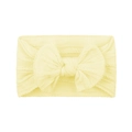 Soft elastic light yellow baby headband with large bow in ribbed knit fabric - Soft Yellow (#8)