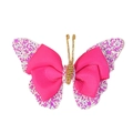 Barrette papillon rose pailletée avec sequins et détails dorés pour petite fille - Rose rouge