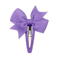 Light purple bow hair clip for children made of ribbed grosgrain ribbon with metal grip - Light Purple