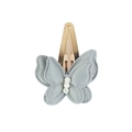 Fermaglio per capelli a farfalla 3D in tessuto grigio fatto a mano con perle eleganti - Grigio
