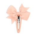 Minimalist peach pink grosgrain ribbon bow hair clip with textured fabric for girls - Pink Orange