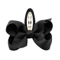 Pinza para el pelo con lazo de cinta grosgrain negra y clip BB de metal para niñas - Negro