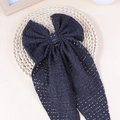 Elegante pinza para el pelo con lazo de encaje negro y cintas largas sueltas - Negro